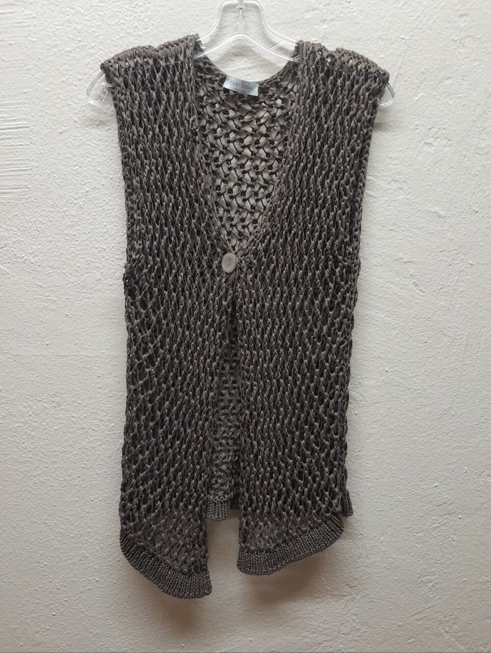 Gran Sasso Made in Italy Sleeveless Crochet Vest Button Front